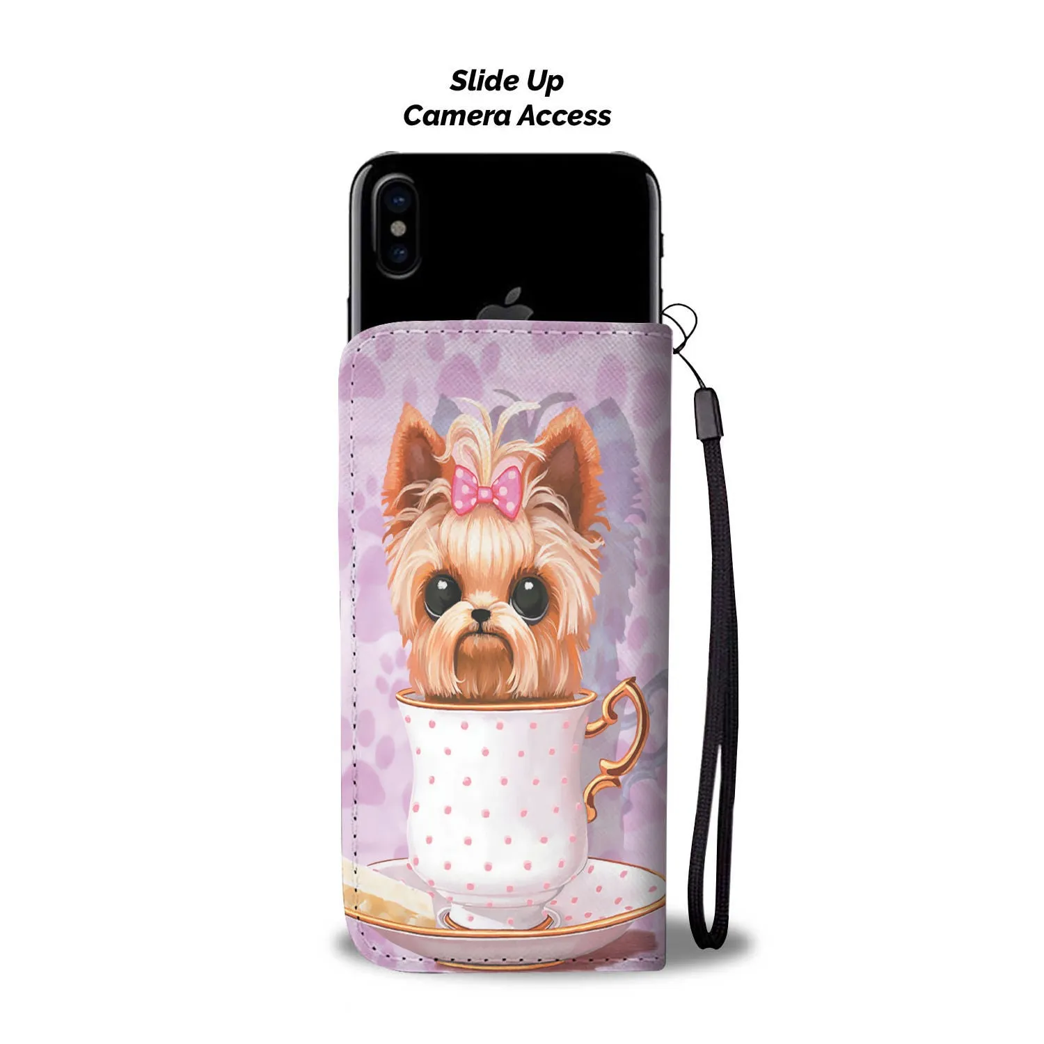 Yorkie Coffee Cup Phone Wallet Case