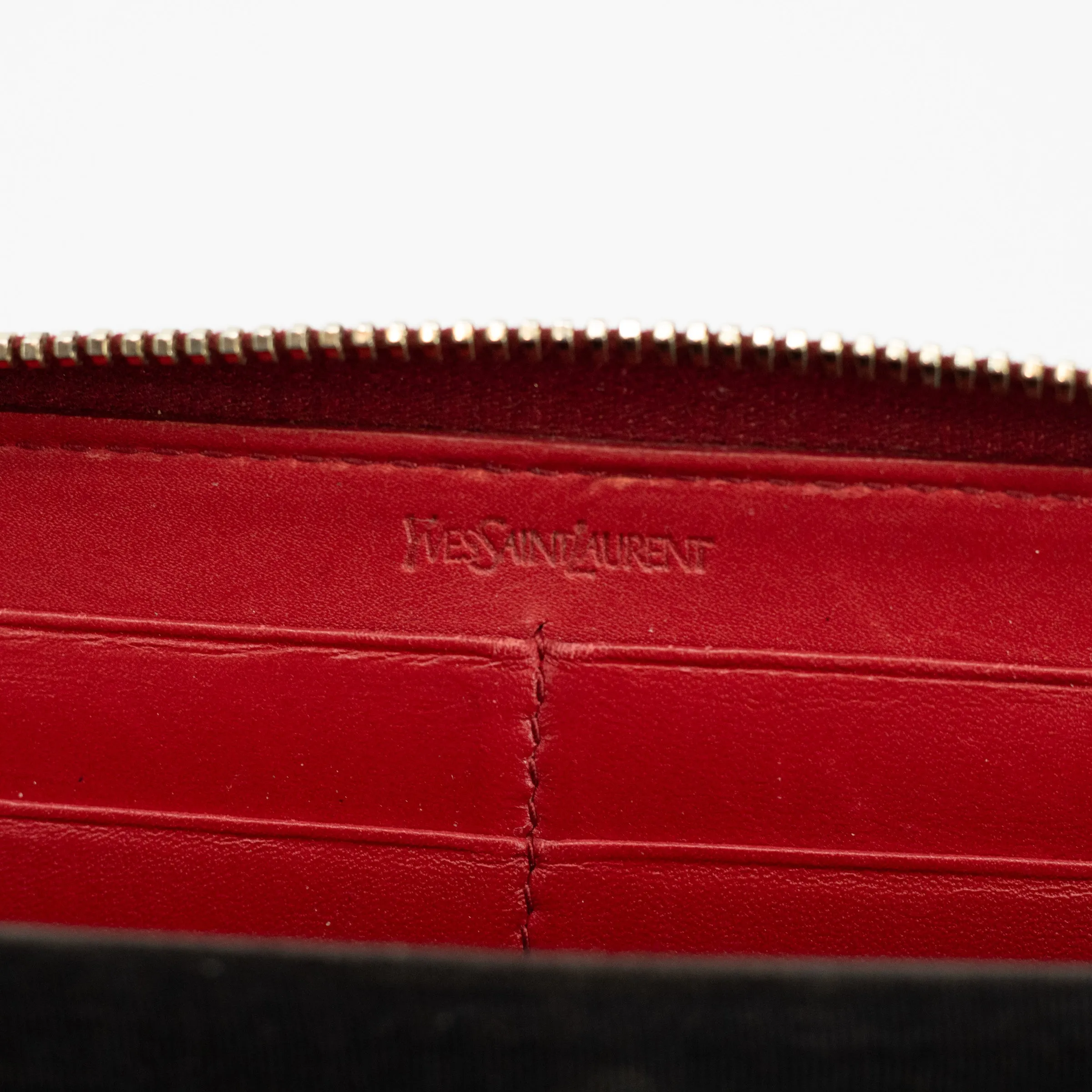 YSL Patent Berry Zip Around Wallet #1751