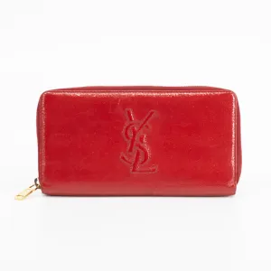 YSL Patent Berry Zip Around Wallet #1751