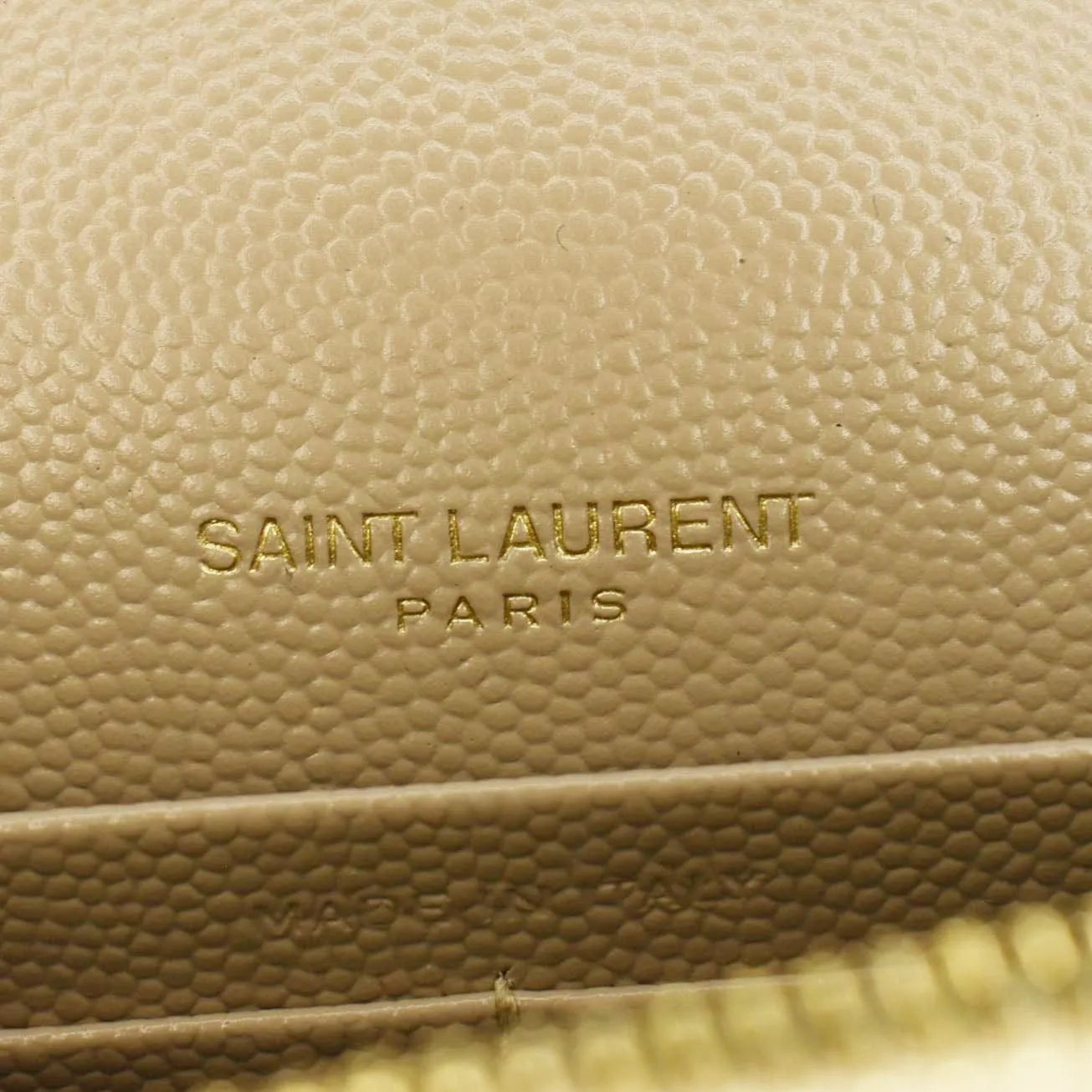 YVES SAINT LAURENT Cassandre Leather Chain Crossbody Bag Beige