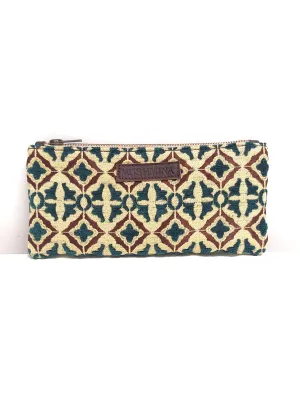 Zip Wallet Floret, Petrol Blue